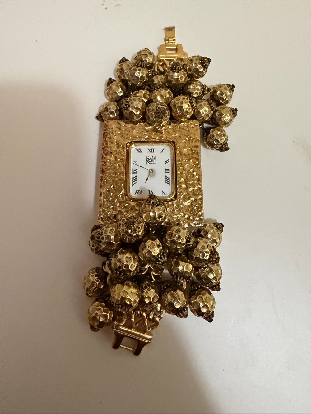 Vintage Kevin Paris  Womens  Ornate Gold Tone Bracelet Watch Made In France